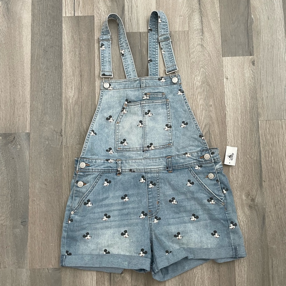 Disney L Jean Overalls Shorts Mickey Mouse Adjustable Straps